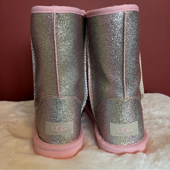 UGG silver and pastel rainbow sparkle boots, girl’s size 6, sparkly, winter - Picture 3 of 10
